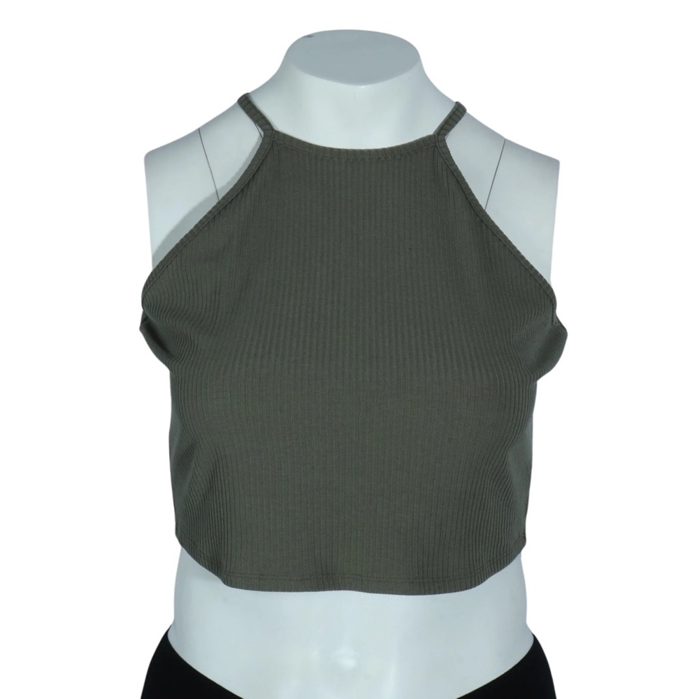 bar lll Women’s Olive Green high neck crop top & midi pencil skirt coord set